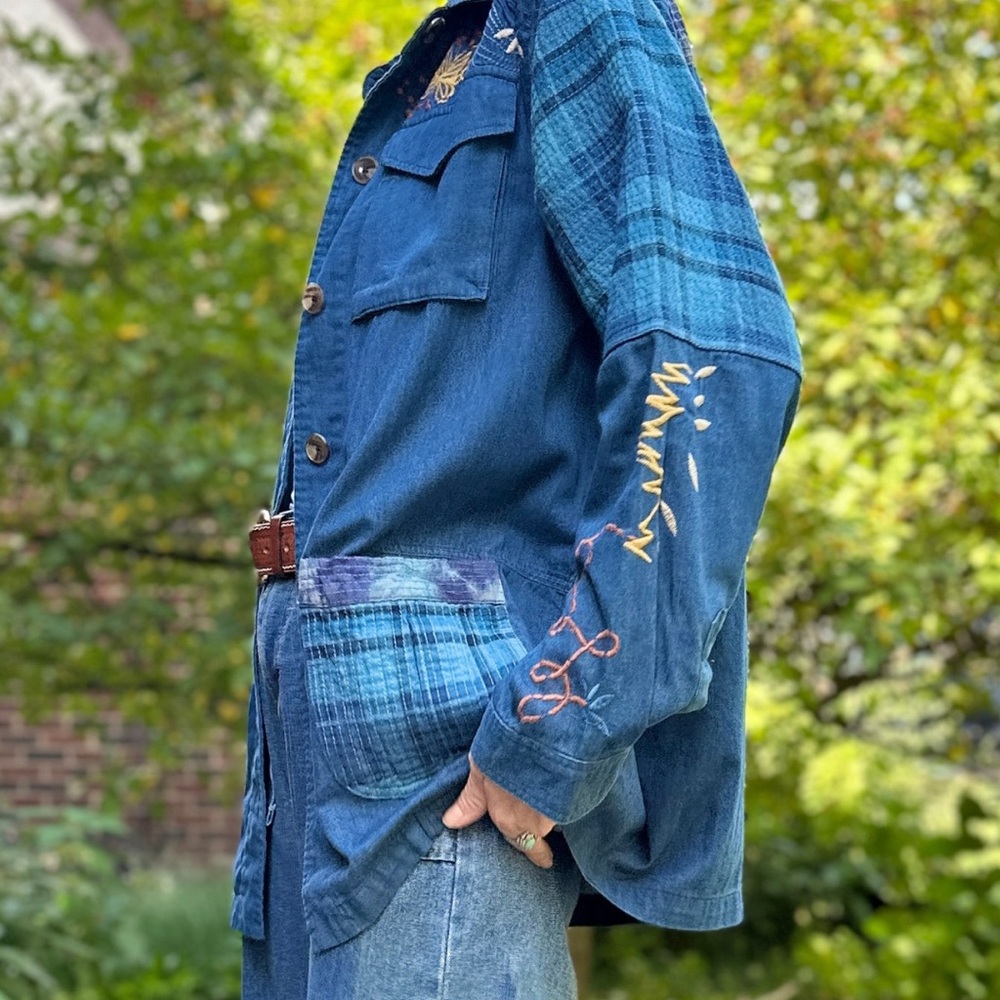 NWT Johnny Was Moonlight Tie Dye Patchwork Military Jacket - Picture 4 of 16